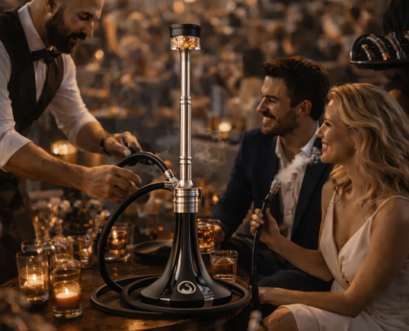 iTips lounge partner service setup with premium shisha equipment