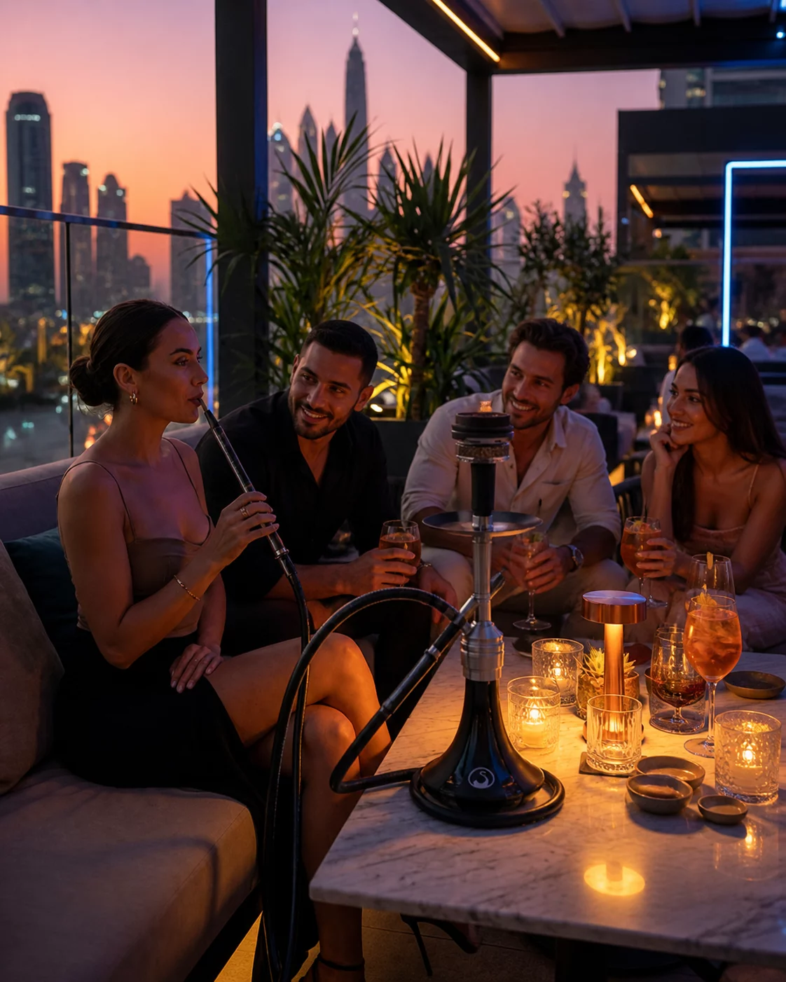 Premium rooftop shisha lounge scene for iTips B2B partners